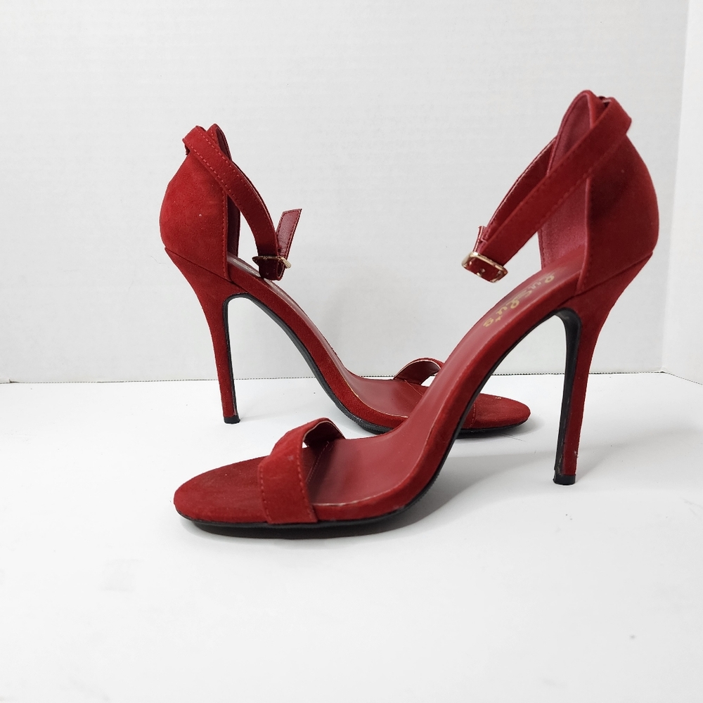 Lulus Elsi Red Single Strap Heels Women's Size 7.5 - Picture 1 of 9
